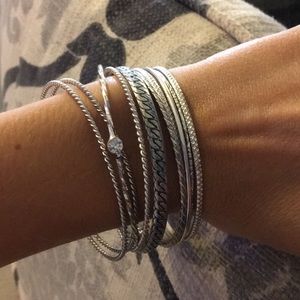 Silver stacked bracelets